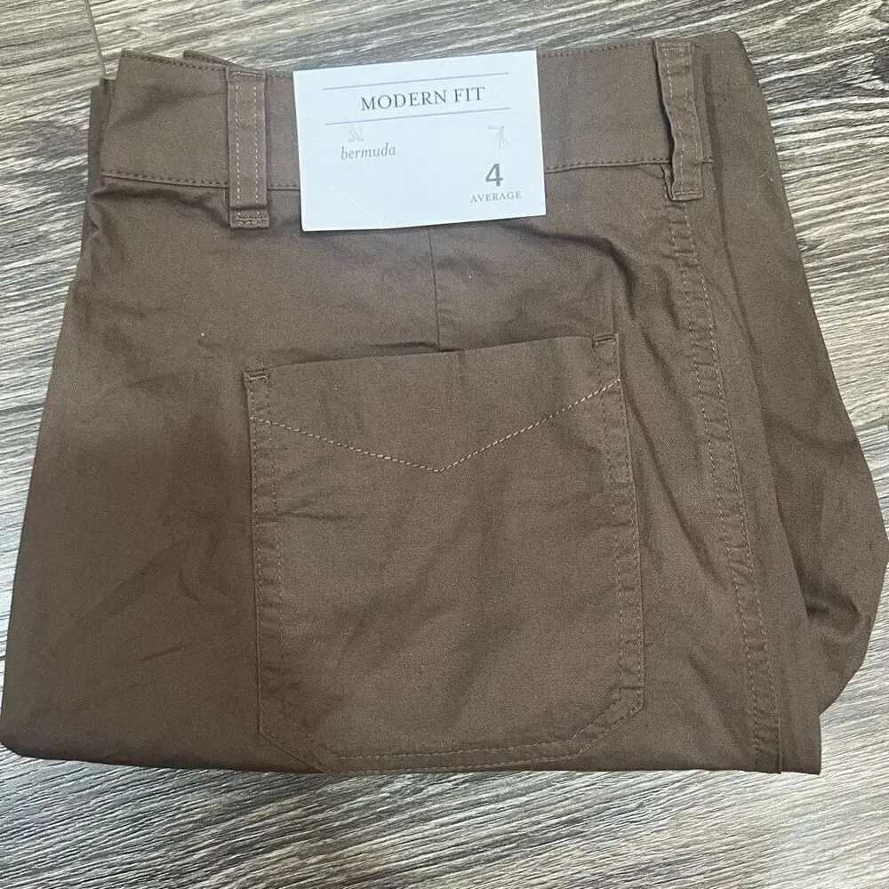 NWT Christopher & Banks Modern Fit Fuschia Brown Bermuda Shorts Size 4 - Image 6