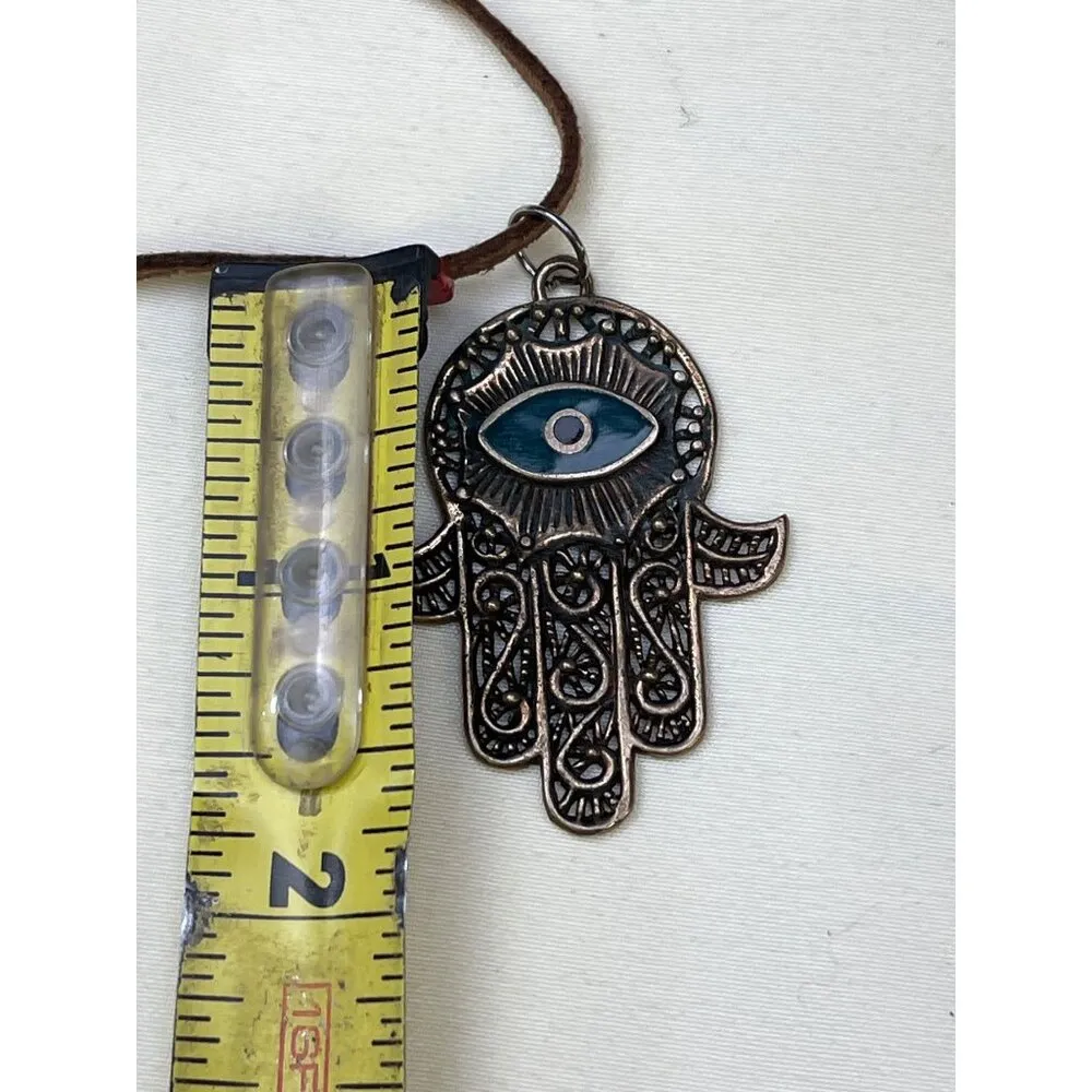 Unique Womens Brown Hamsa Hand Necklace SKU 6399 - Image 4