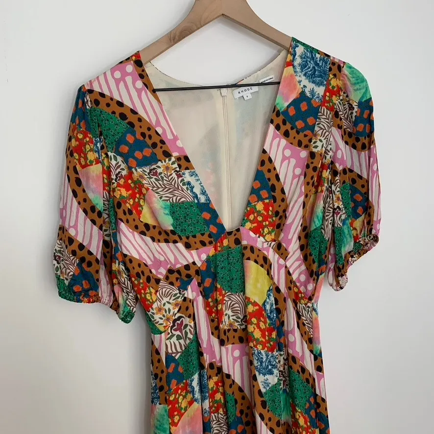RHODE Ester Patchwork Maxi Dress Womens Size 2 Pink - Image 9