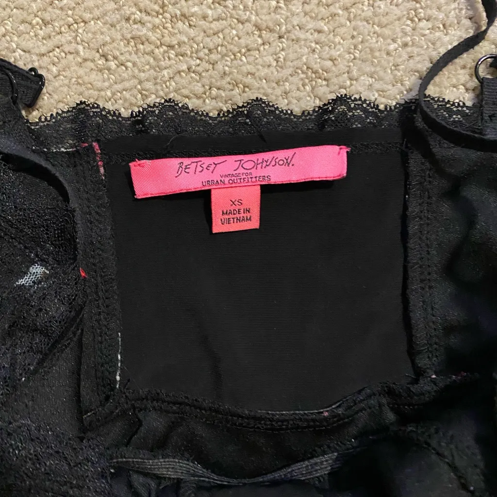 Betsey Johnson floral lace Y2K 90’s style corset dress black red - Image 4