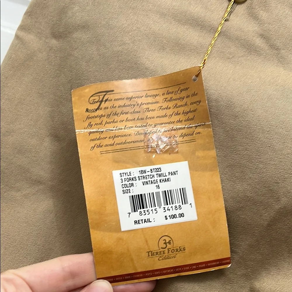 NWT Three Forks Cotton Blend Straight Leg Stretch Twill Khaki Trousers - Image 12