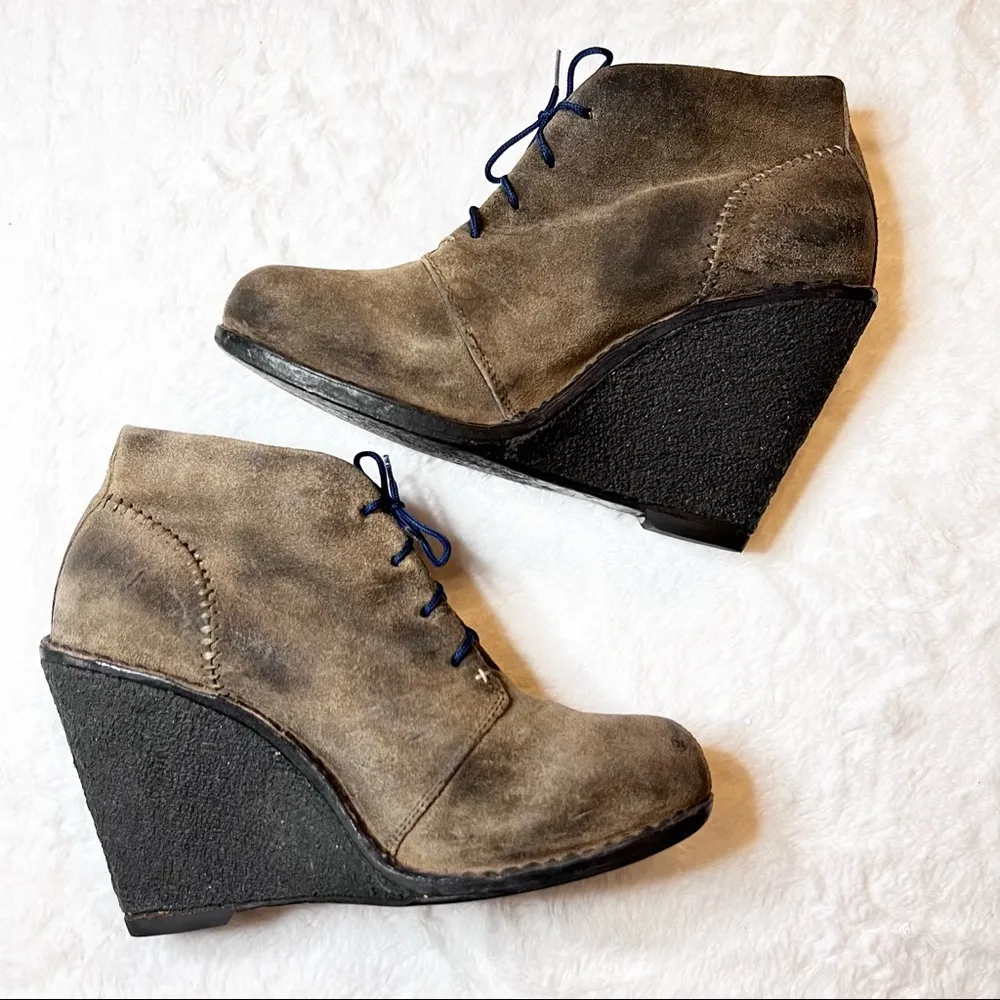 Rag & Bone Odval Brown Distressed Wedge Heel Booties Size 10 - Image 9