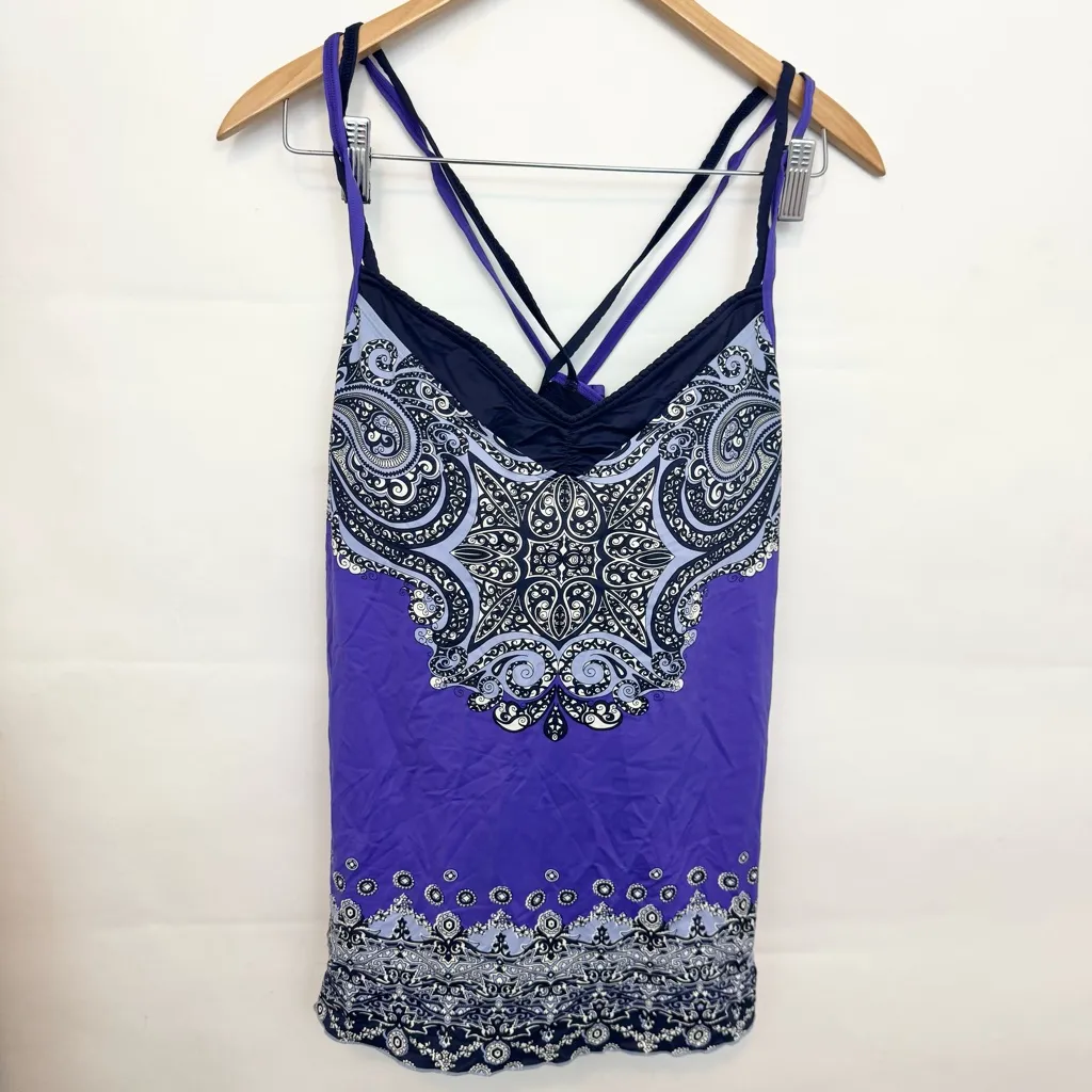 Athleta Nosara Asana Paisley Tankini Swimsuit Gym Yoga tank top size large - Image 2