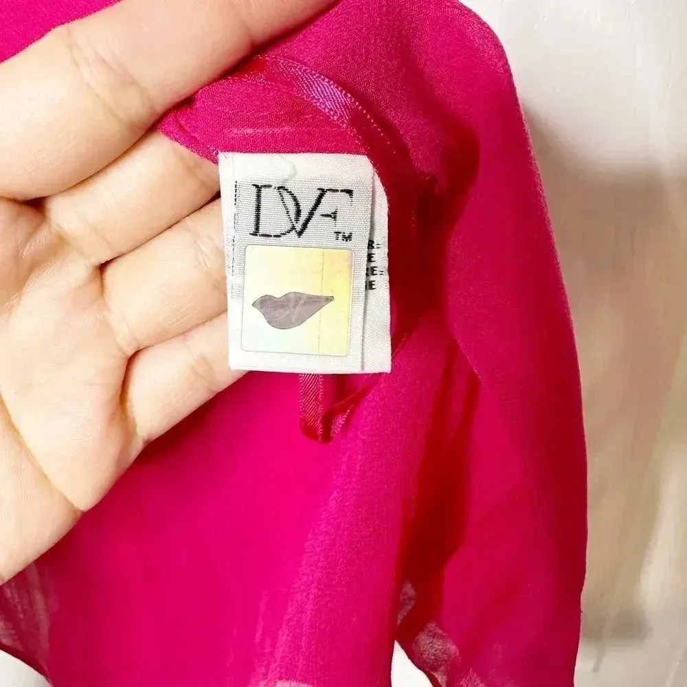 DIANE VON FURSTENBERG Raica 100‎ % Silk keyhole Pink Sleeveless Top Size P - Image 5