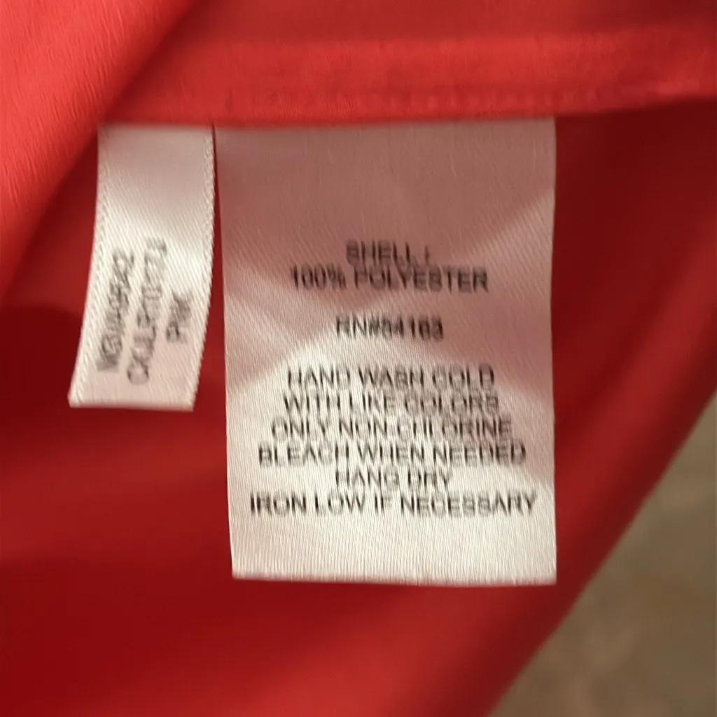 Calvin Klein Vibrant coral/salmon Blouse  Zipper & gold accents‎ versatile SZ M - Image 7