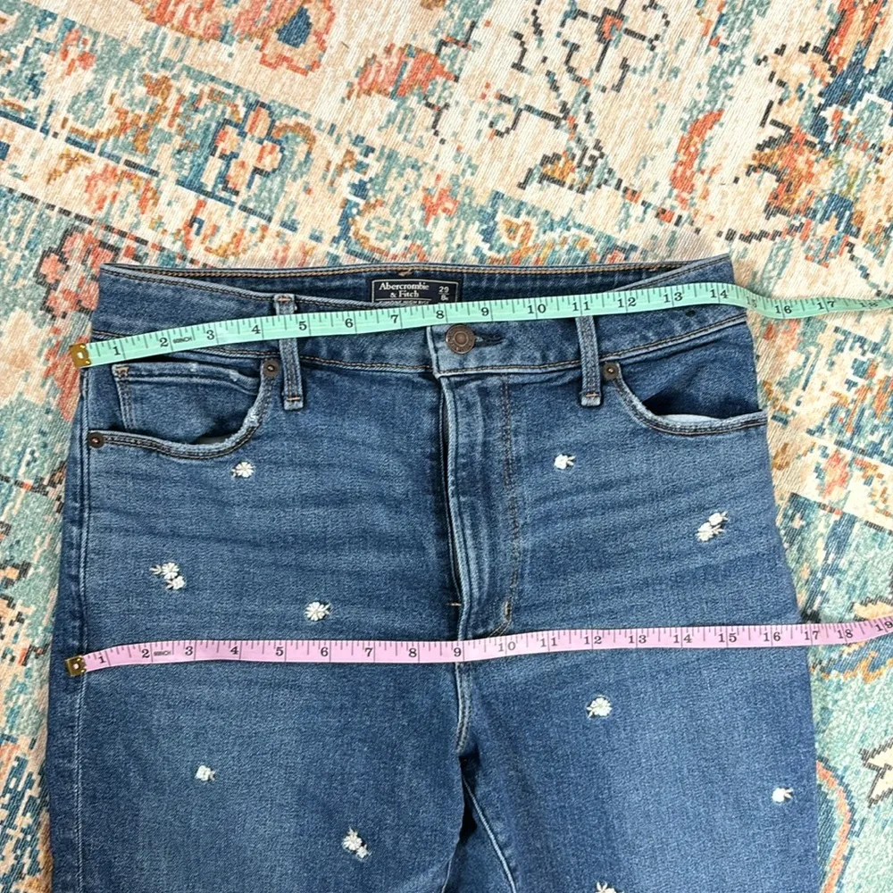 Abercrombie & Fitch Simone High Rise Ankle Embroidered Flower Jeans Sz 29/8 - Image 12