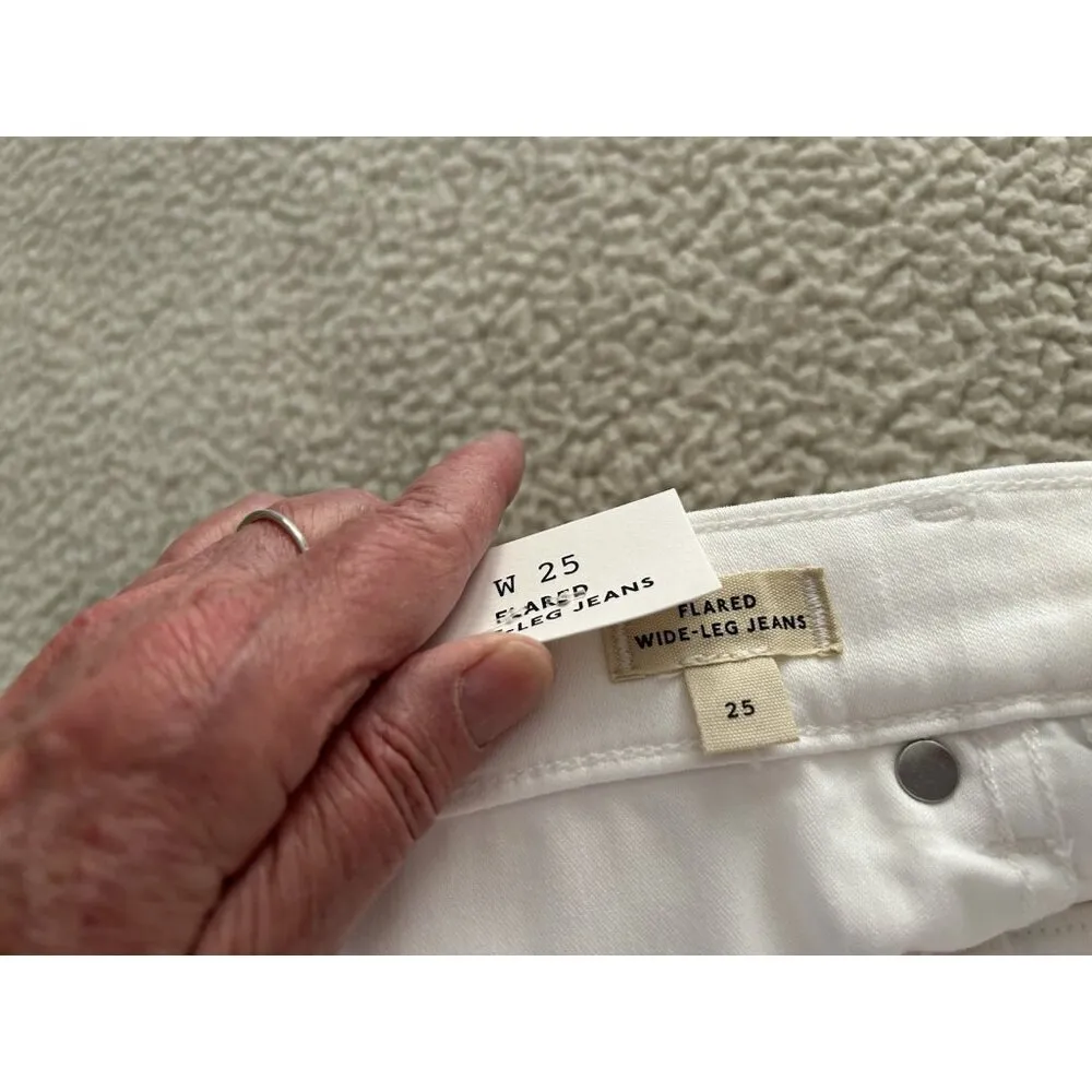 Madewell $138 High Rise Flared Wide-Leg Crop Raw Hem Jeans White Size 25 - Image 14