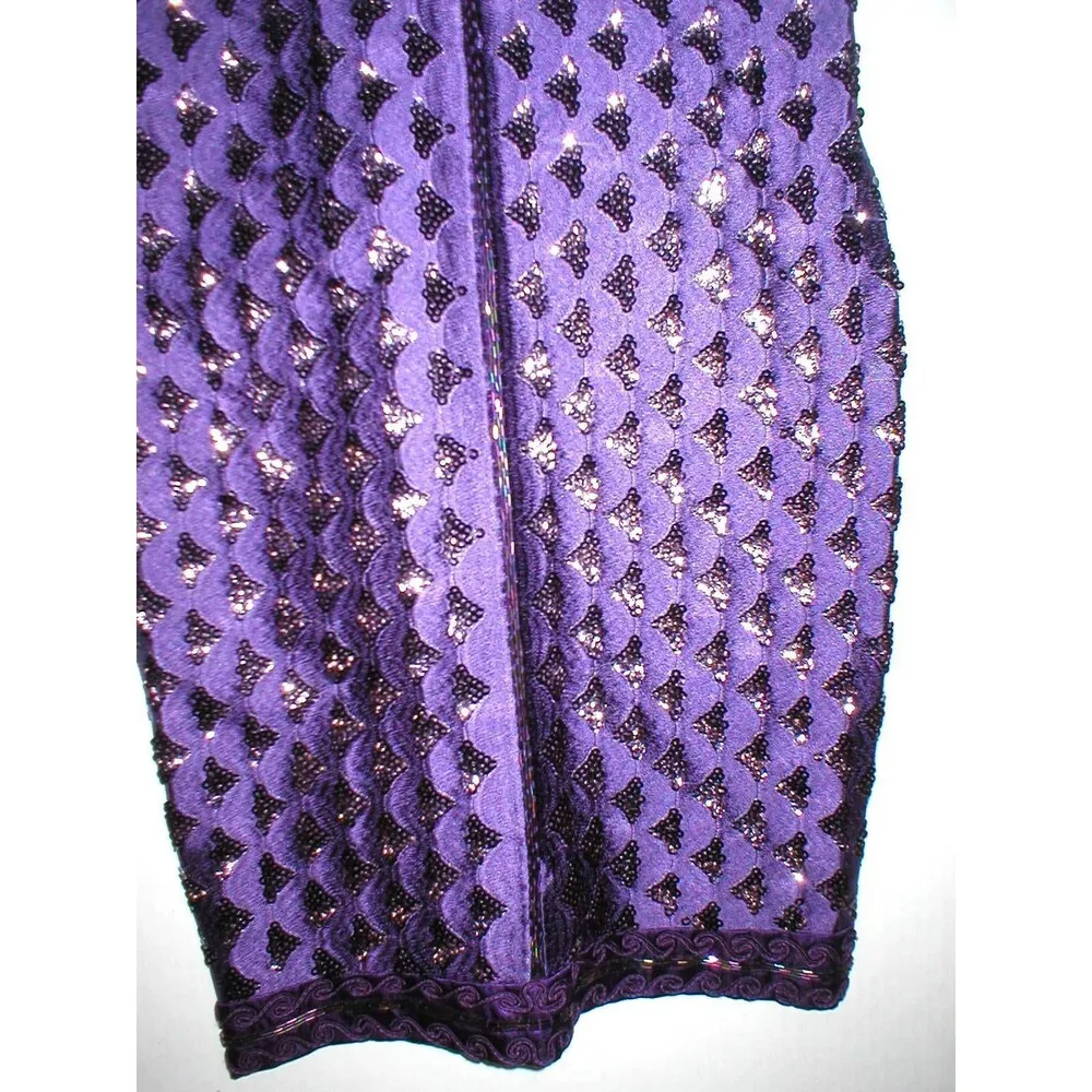 New Womens 6 NWT Sue Wong $539 Dress Dark Purple Beads Short Sequins Party Cocta - Image 5