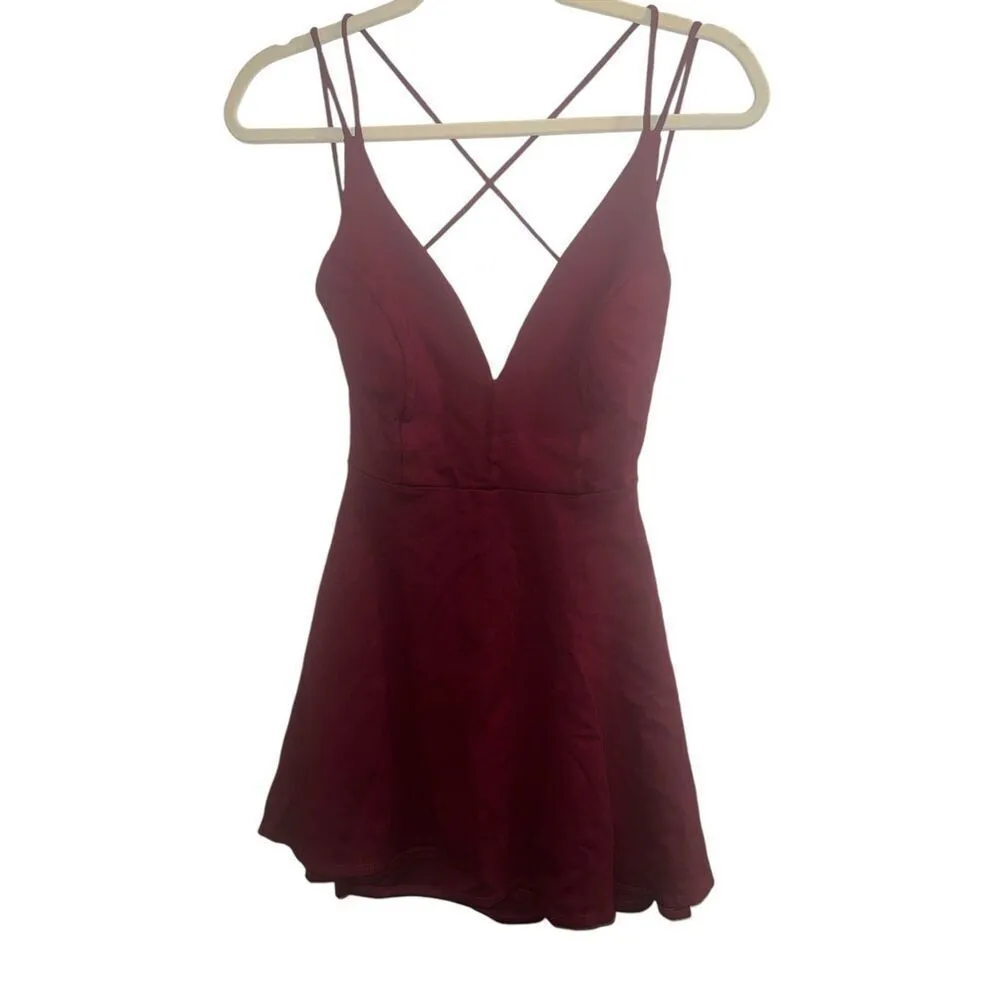 ✨Lulu’s Believe in Love Wine Red Backless Skater Sz Large Maroon Dress✨ - Image 10