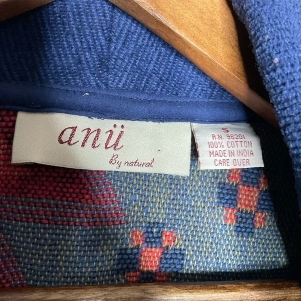 Anu by Natural Tribal Woven Multicolor Roll Cuff and Collar Short Blazer 800 Blue - Image 2