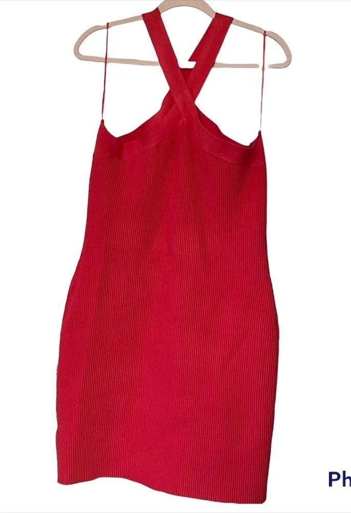 House of Harlow 1960 Sculpt Knit Criss Cross Dress - Watermelon - Image 8