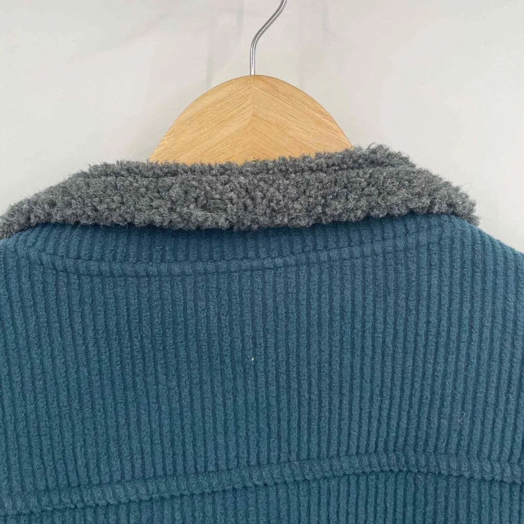 Cabelas Sweater Jacket Mens Large Blue Green Ribbed‎ Fleece Lined Pockets - Image 6