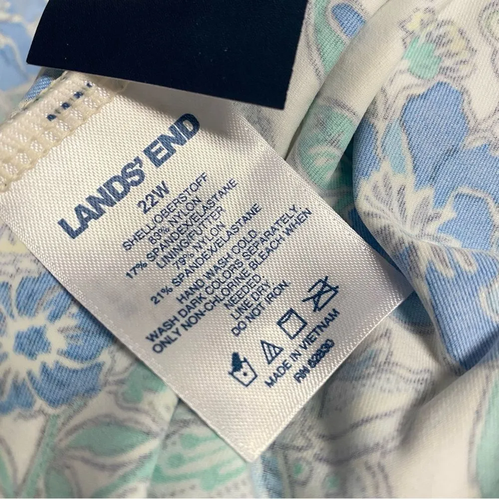 Lands’ End Woman’s 22W Padded Blouson Swim Tankini Lotus Floral Gingham Tank Top - Image 8