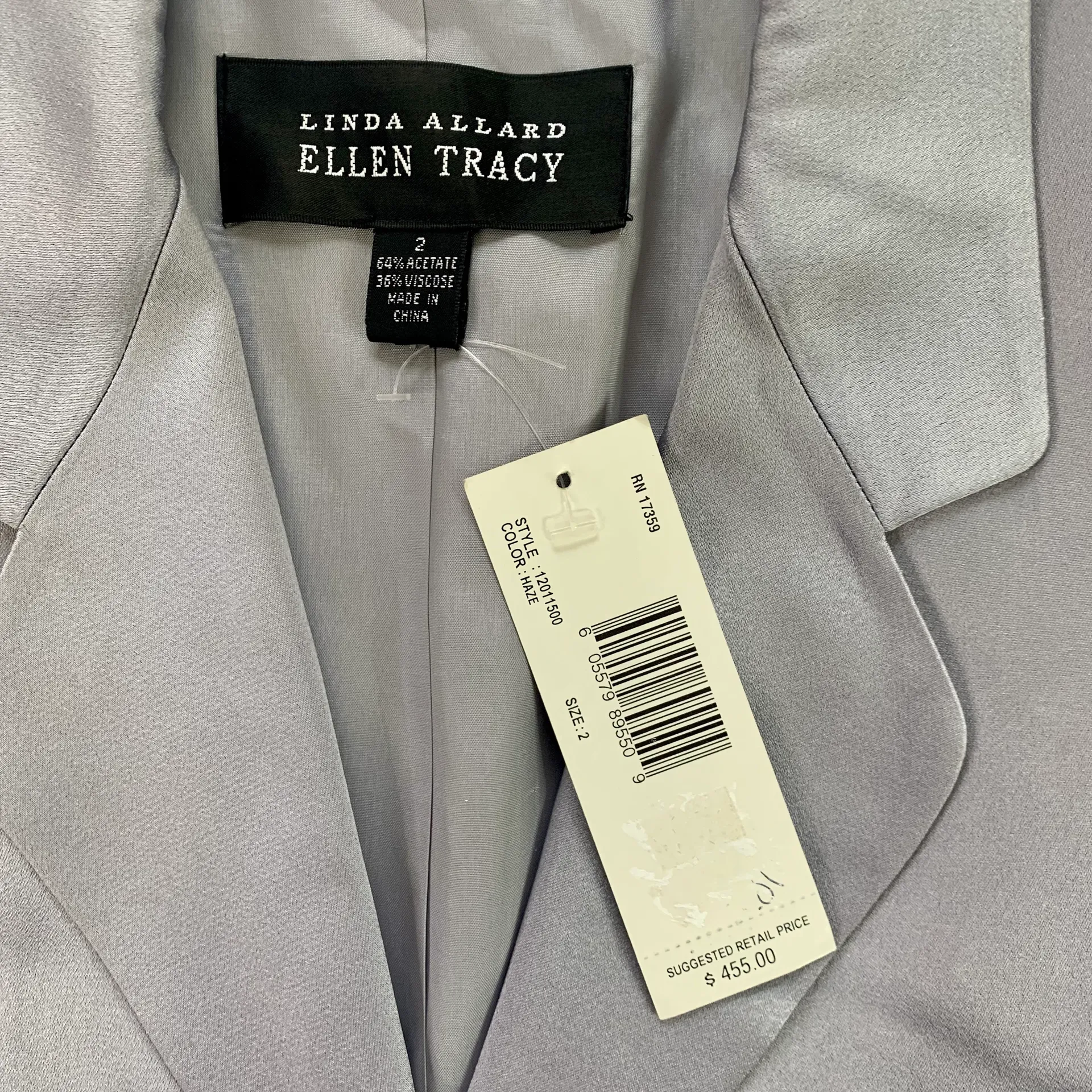 Ellen Tracy Linda Allard  Silk Gray Blue Oversized Blazer Jacket Size 2 - Image 9