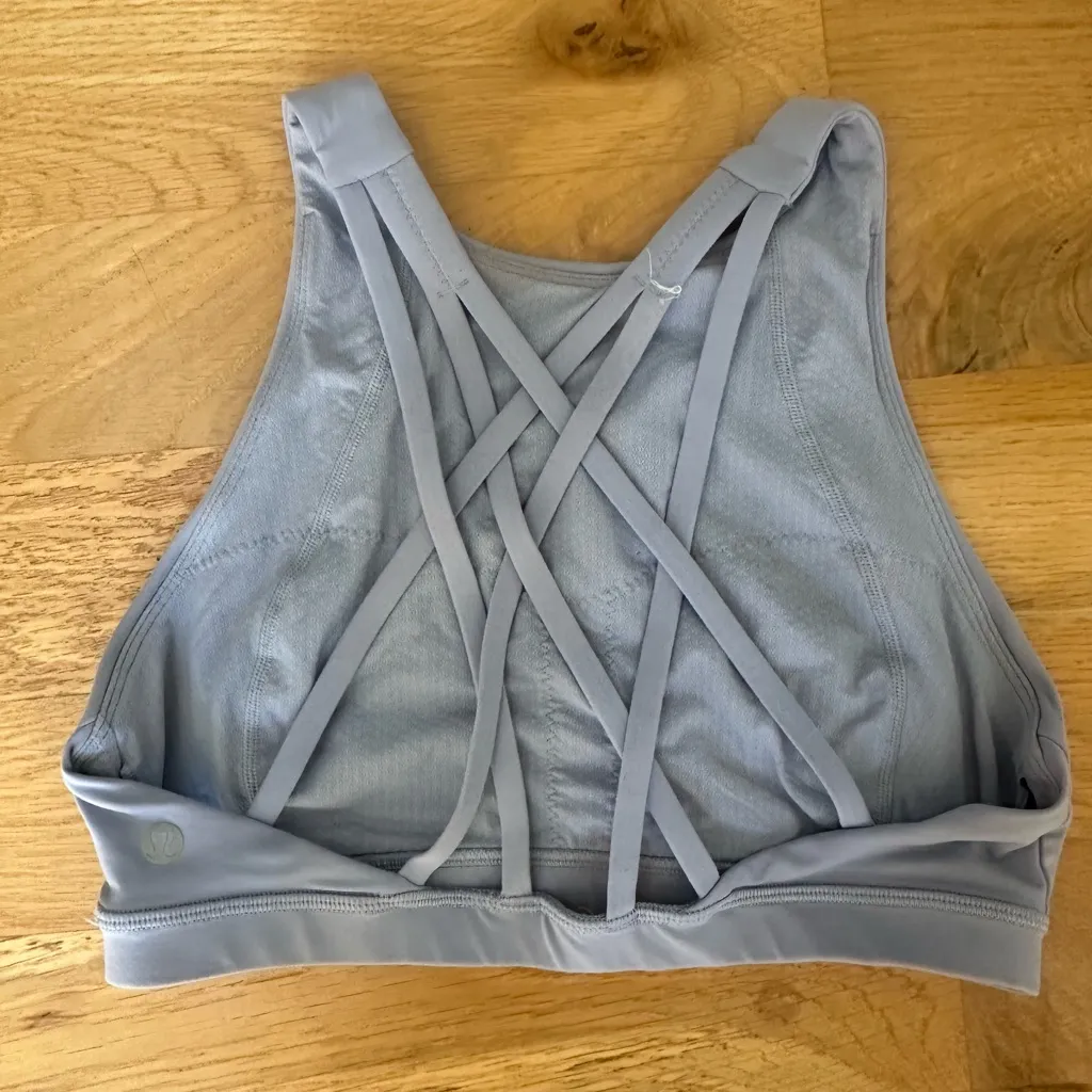Lululemon Athletica High Neck Sports Bra - Soft Blue - Image 2