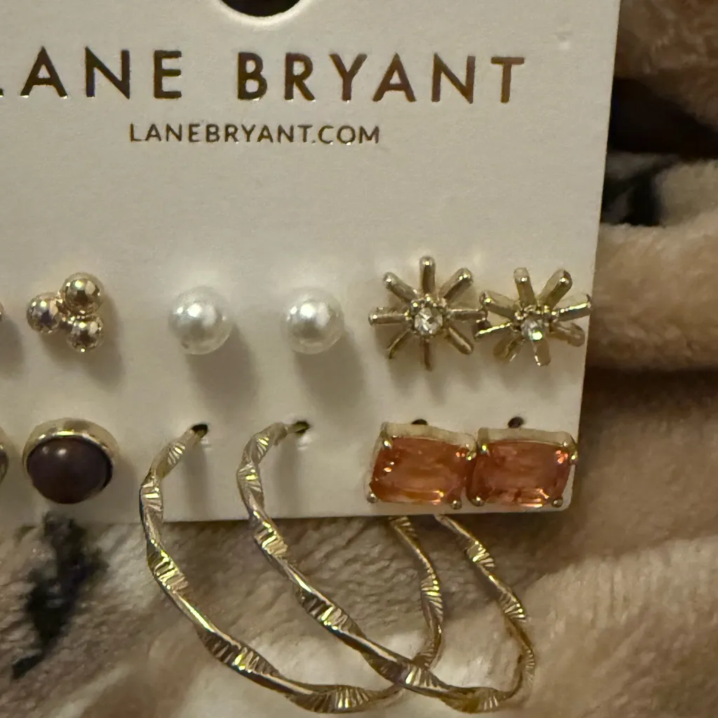 Lane Bryant Mixed Gold Fall Autumn Classic Stud & Hoops Earrings 6-Pack - Image 4