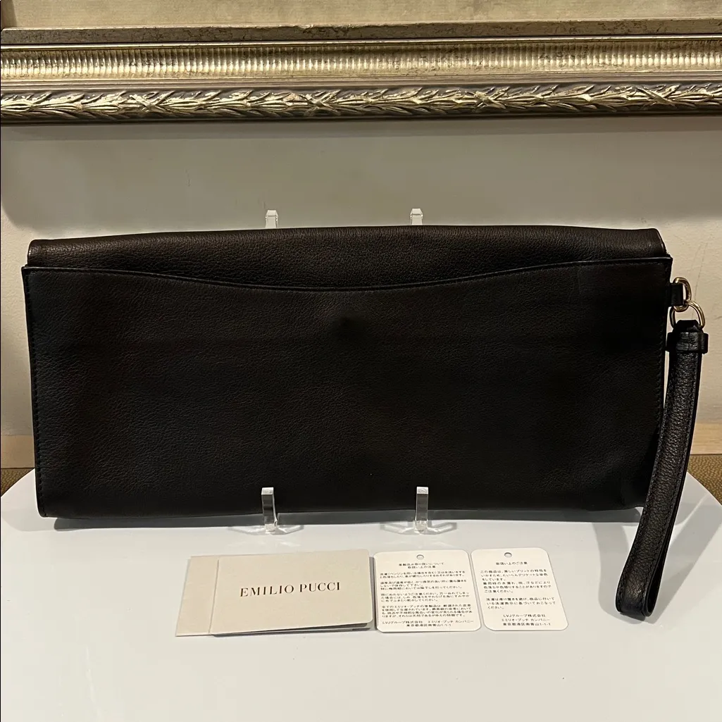 Emilio Pucci Dark Brown Leather Wristlet EUC - Image 6