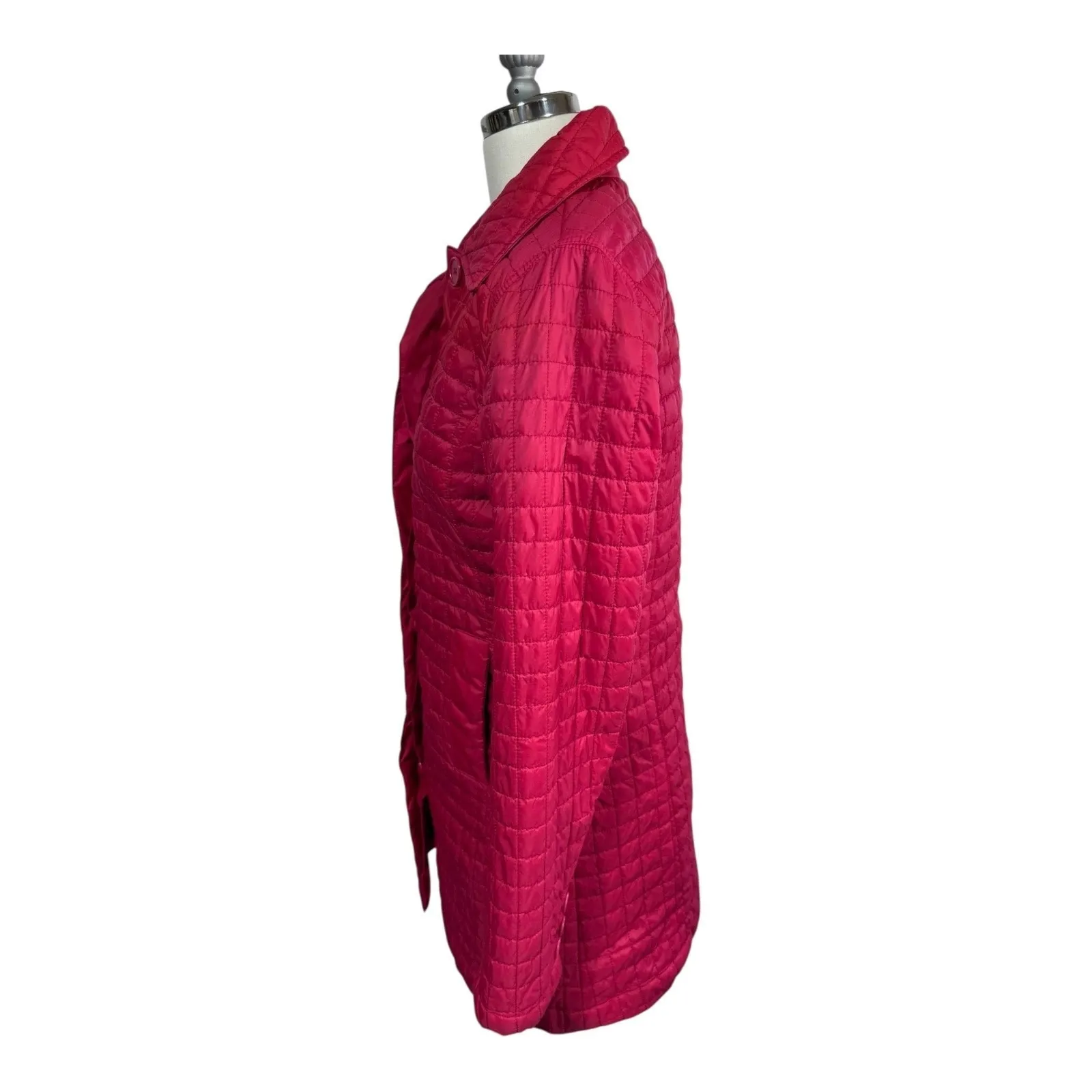 Talbots Red Quilted Mid-Length Jacket Nylon Shell Warm Lightweight Women's Small - Image 2