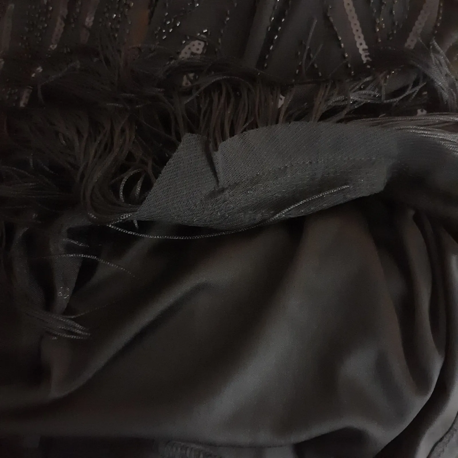 Vintage Black Beaded Fringe Dress Womens Small Whimsigoth Dark Romantic Gothic - Image 7