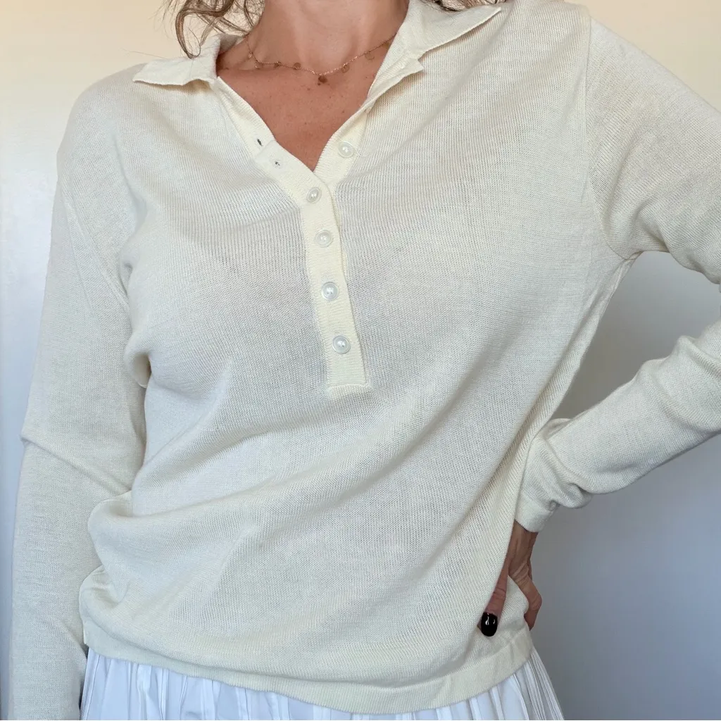 Almina Concept New Spring Knit Polo in Cream - Image 8