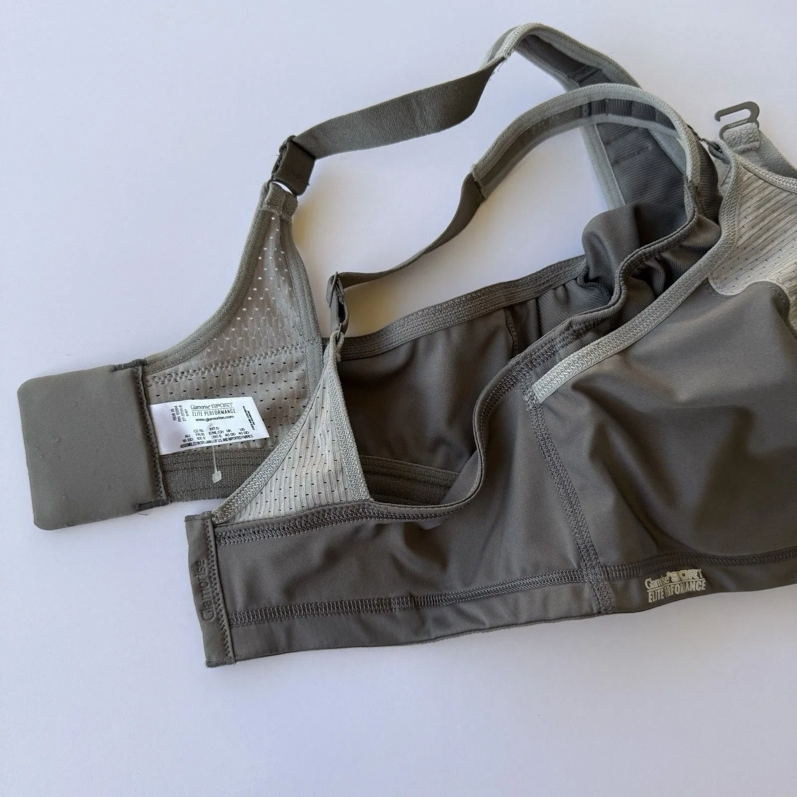 Glamorise Elite Performance Adjustable Wonderwire Sports Bra 40 DD Gray New Size undefined - Image 3