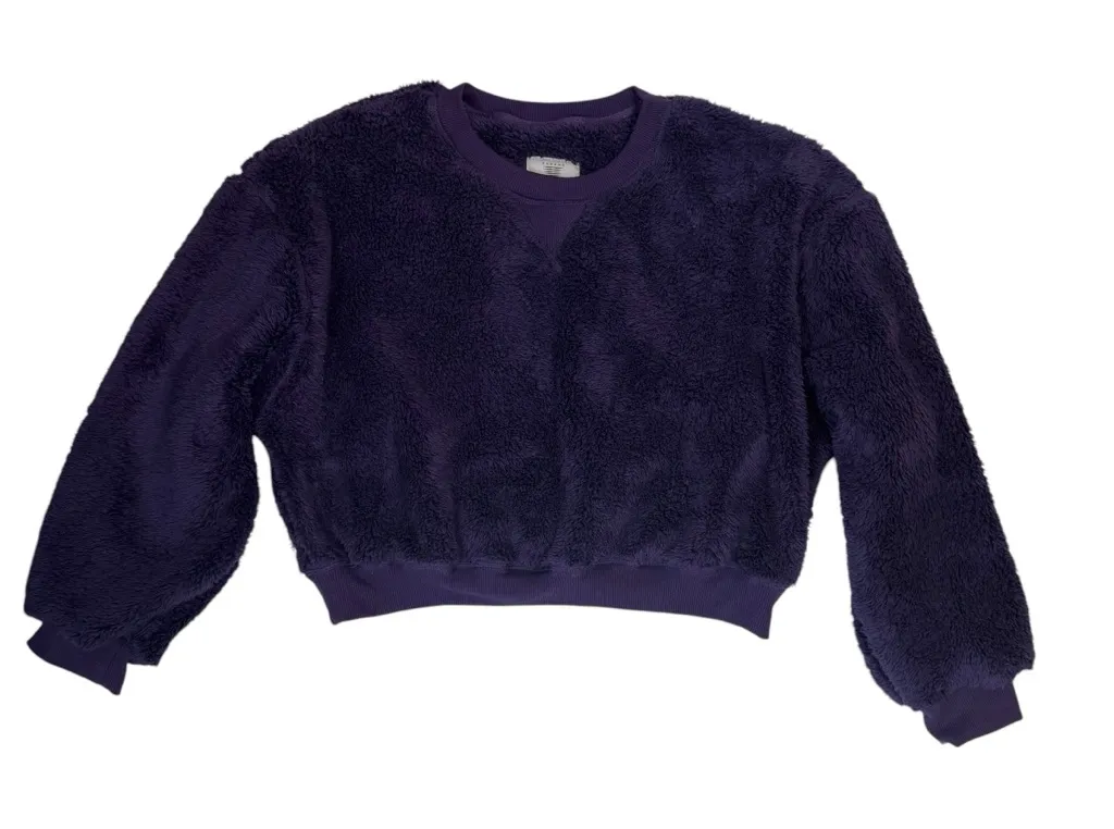 Savage X Fenty Undercover Softie Plush Teddy Cropped Sweatshirt size XL Purple - Image 1