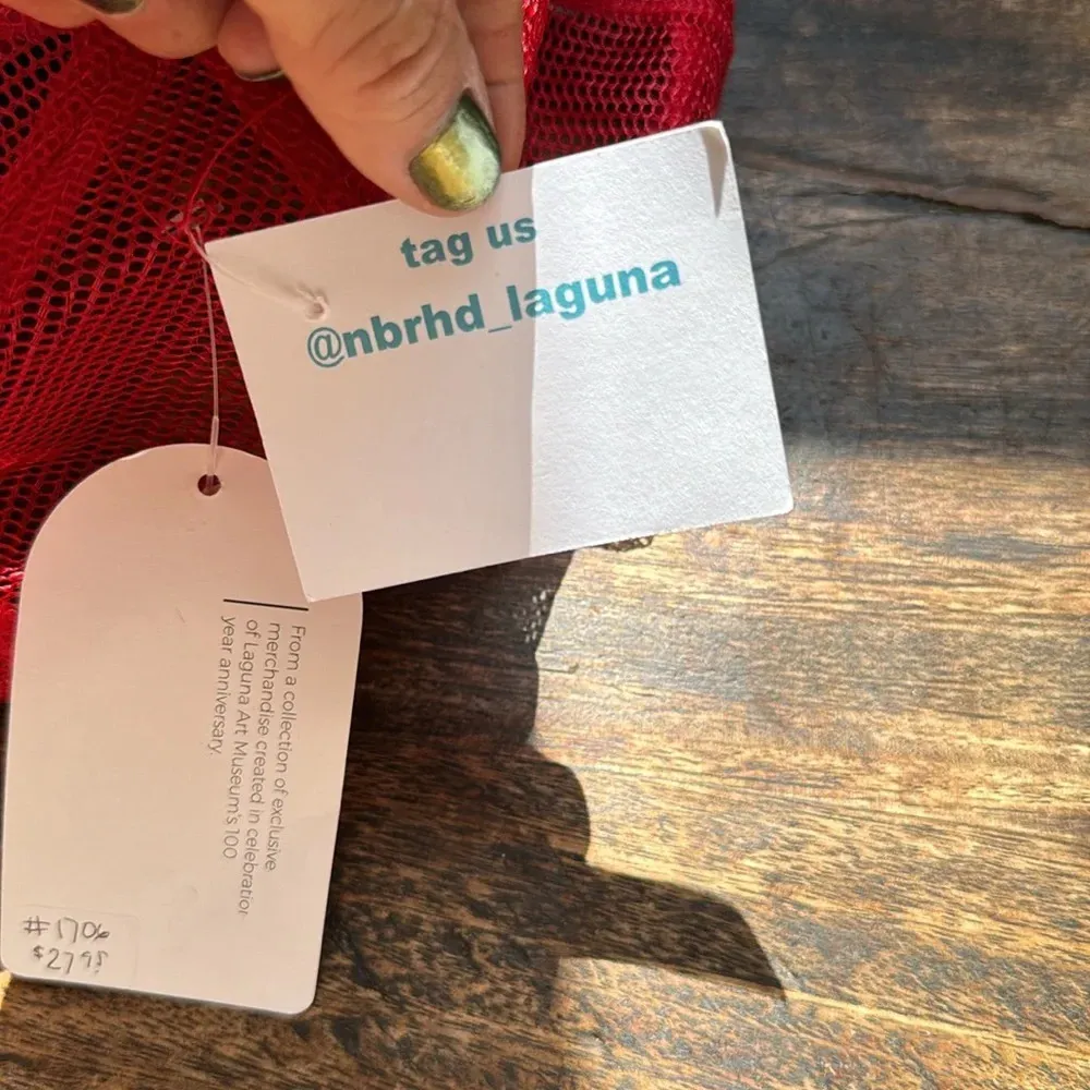 Artsy SnapBack hat from Laguna beach California museum of art brand new red - Image 7