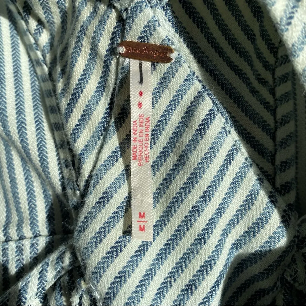 Free People Bendita Railroad Striped Denim Skirtall Midi Dress Overalls | Size M - Image 9