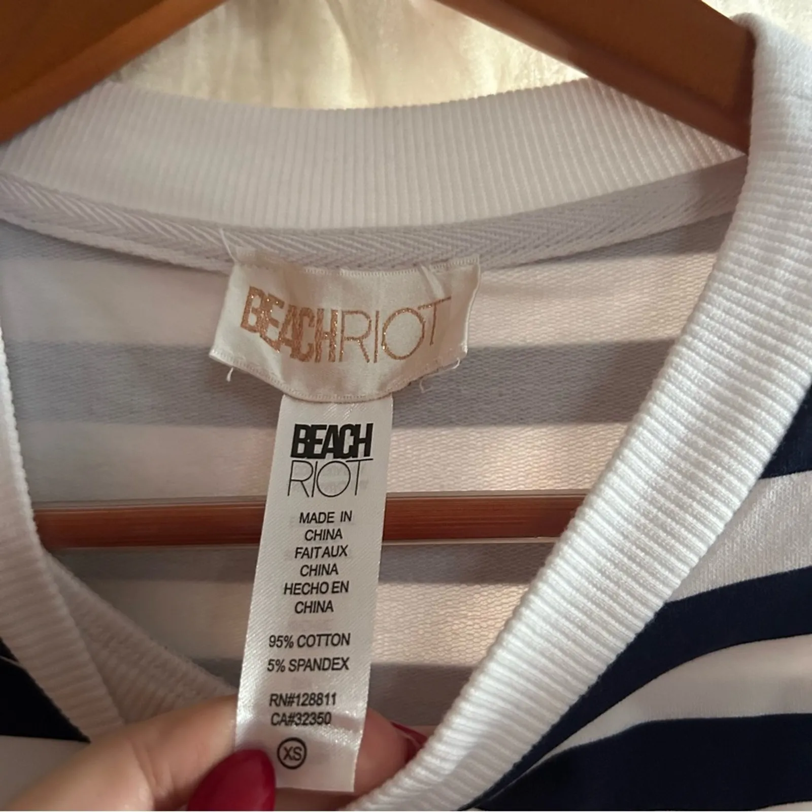 Beach Riot USA Sweatshirt Nautical Striped Crewneck Pullover Red White‎ Blue NEW - Image 3