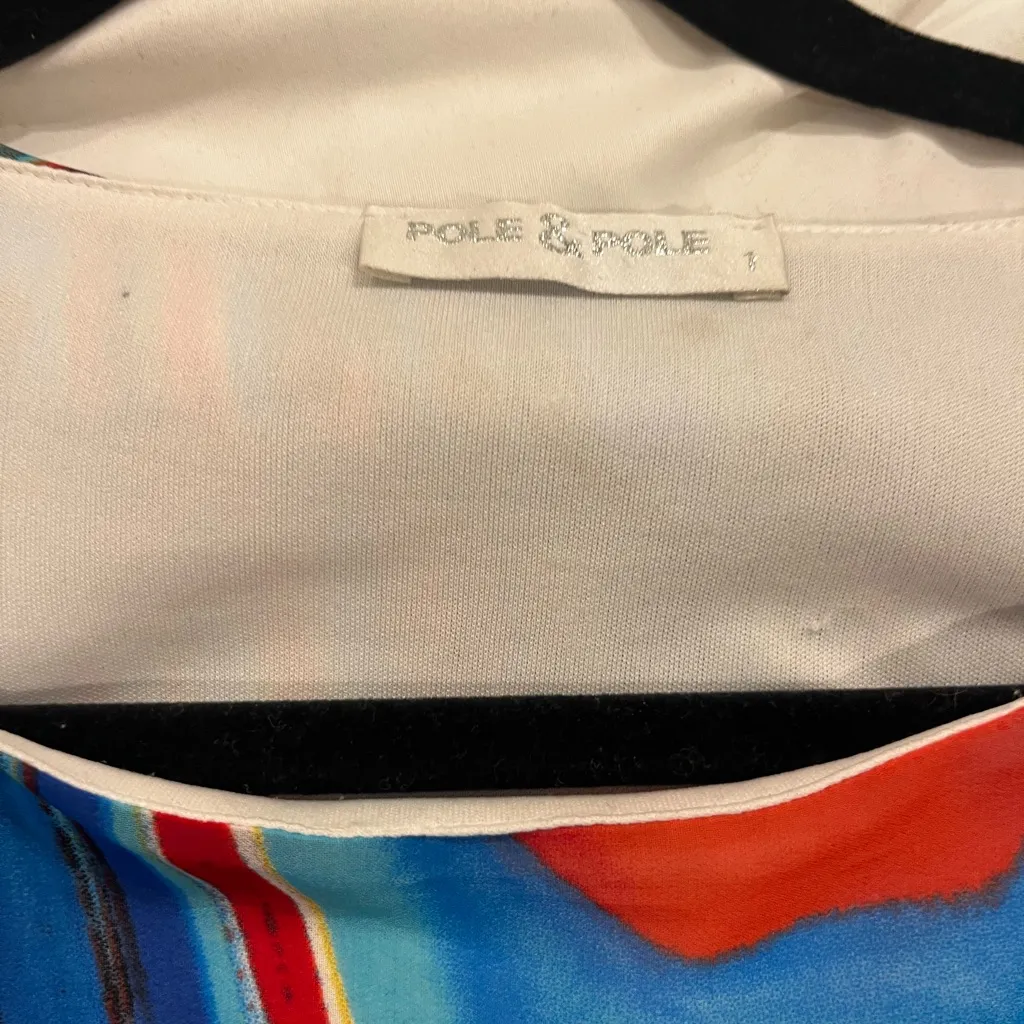 Vibrant Multicolor Dress with Animal Print Blue Size 2 - Image 2