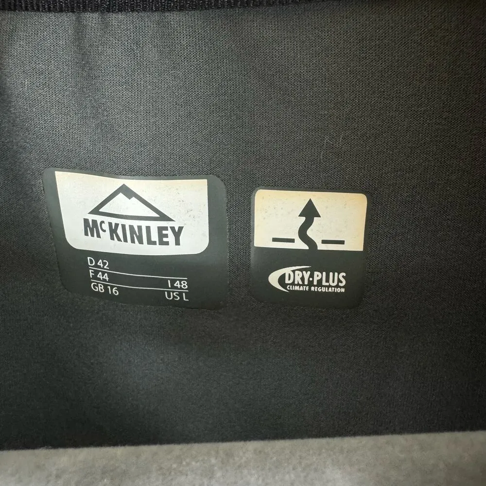 McKinley Black Gray Zig Zag Long Sleeve Mock Neck 1/4 Zip Stretchy Pullover Sz L Size L - Image 4