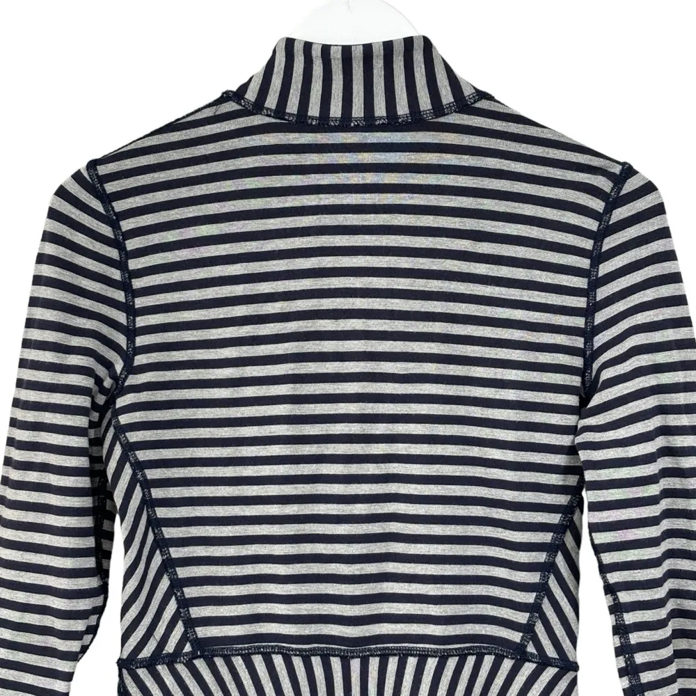Soft surroundings navy blue gray striped Soft zip up Sweater Women size XS - Image 10