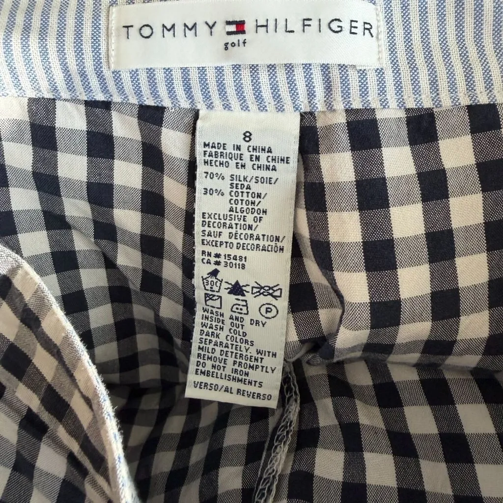 TOMMY HILFIGER Plaid Silk Cotton Blend Golf Skort Size 8 - Image 2