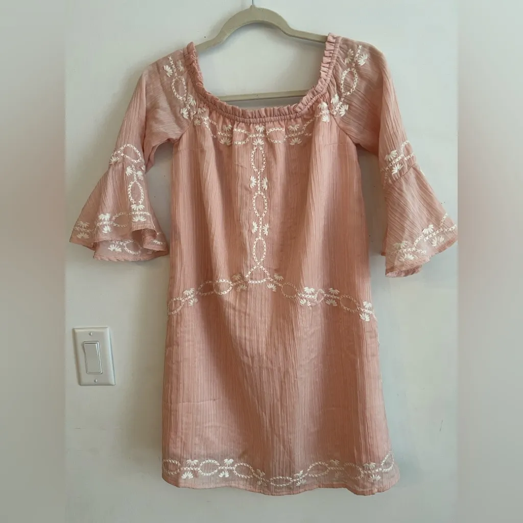 Foxiedox Blush Pink Embroidered Off-Shoulder Dress – Size S - Image 4
