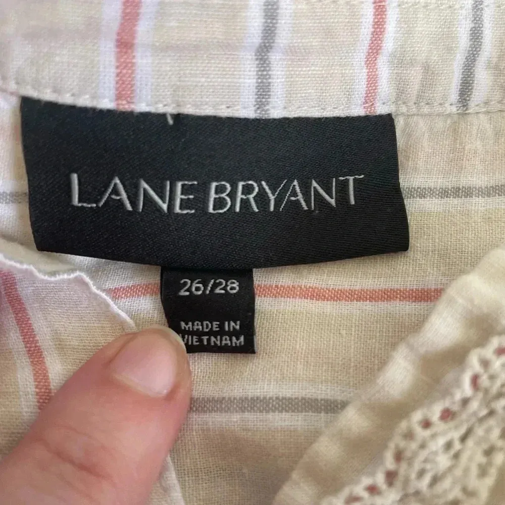 Lane Bryant Striped‎ Top Button Down Linen Size 26/28 EUC! 0216 - Image 7