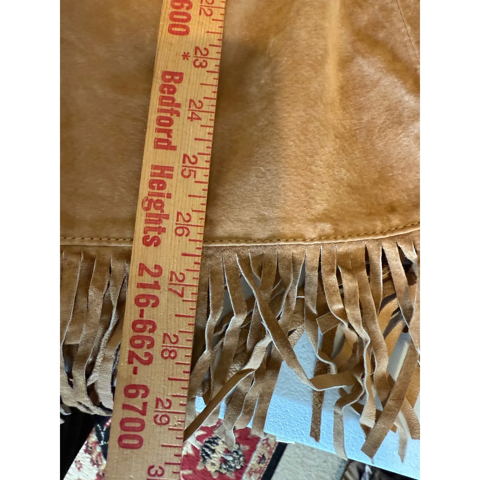 Leather Suede Fringe Tan Women Jacket Western Boho Style Size XL Cowgirl Rodeo Brown - Image 9