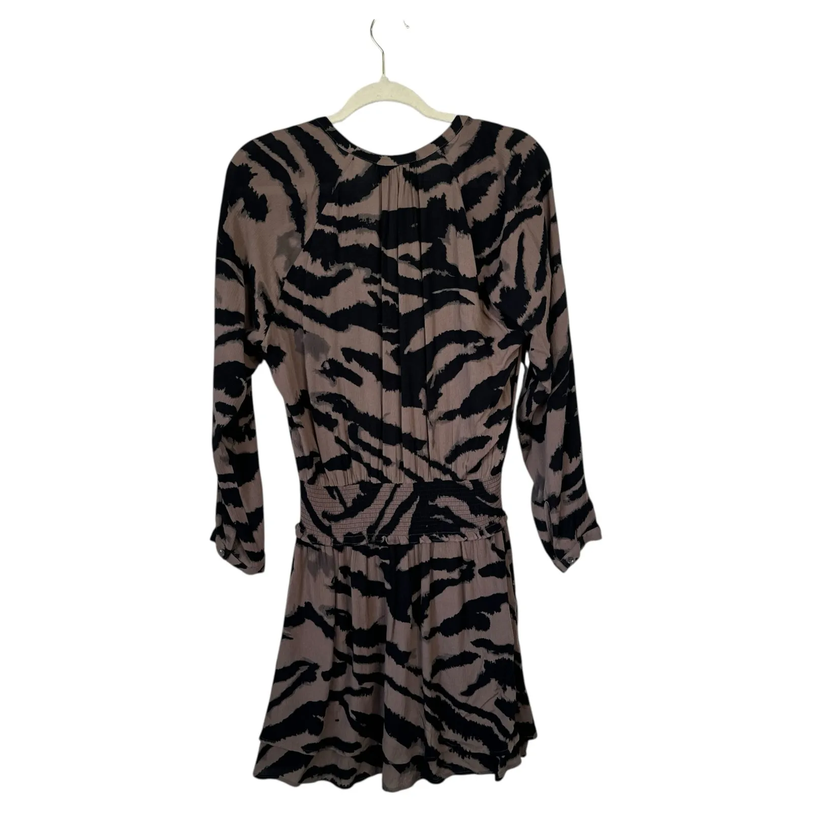 RAILS Jasmine Dress Mocha Bengal Long Sleeve Size Medium Brown Animal Print - Image 4