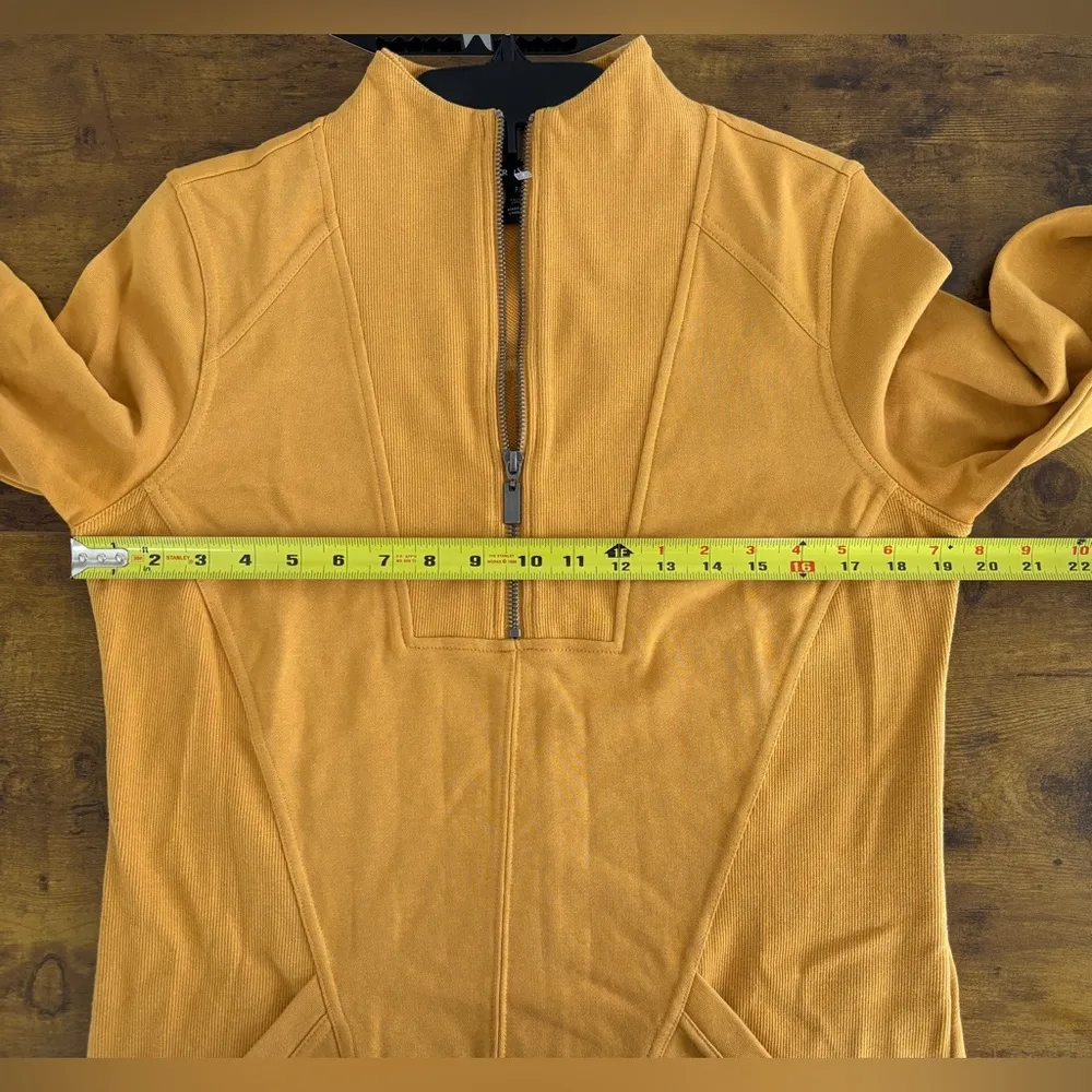 Tribal French Terry Mock Neck Short Dress Size Petite Small Mustard Yellow Gold - Image 6