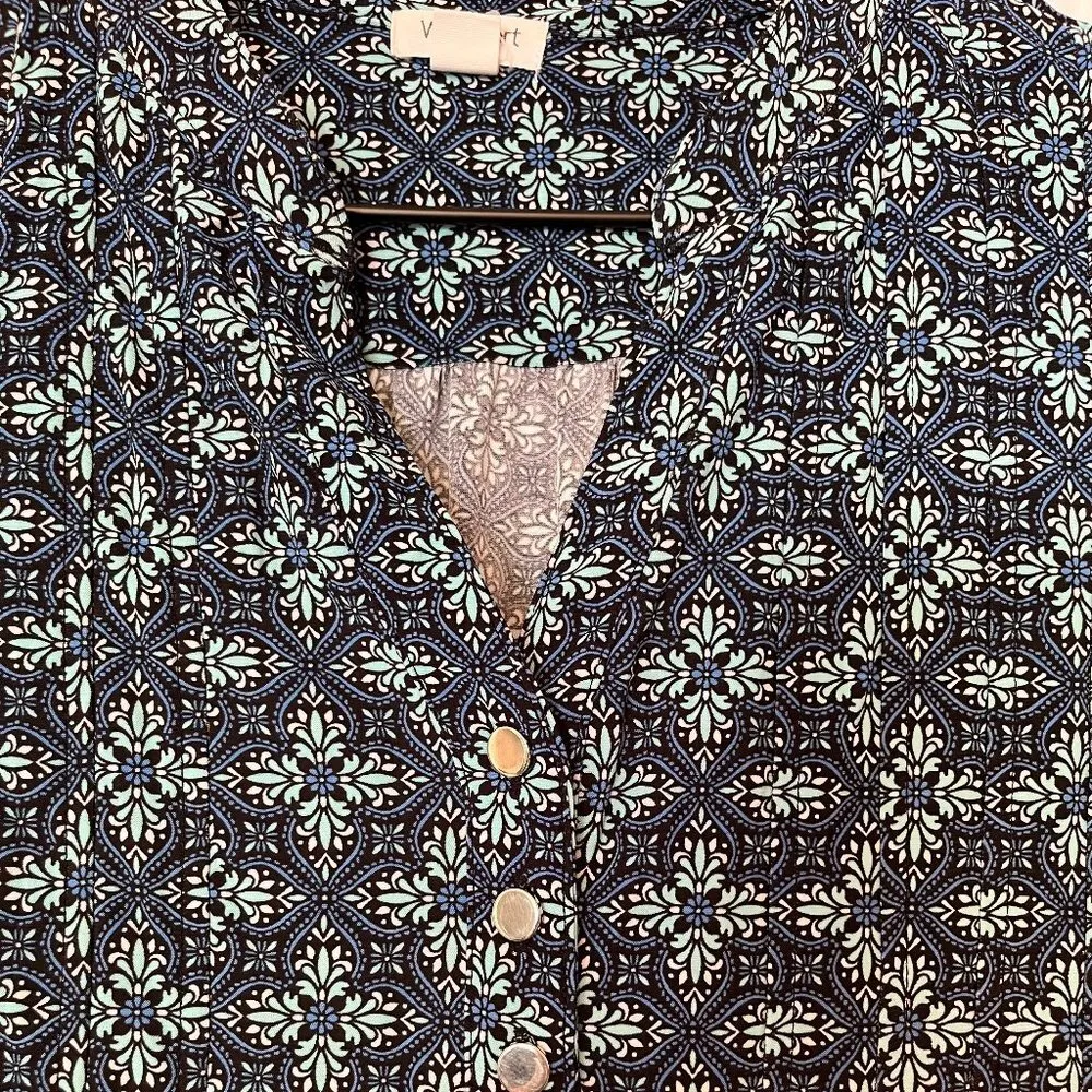 Multi-Colored Pattern Tank Top Silver Button Detail - Size XS - Image 2