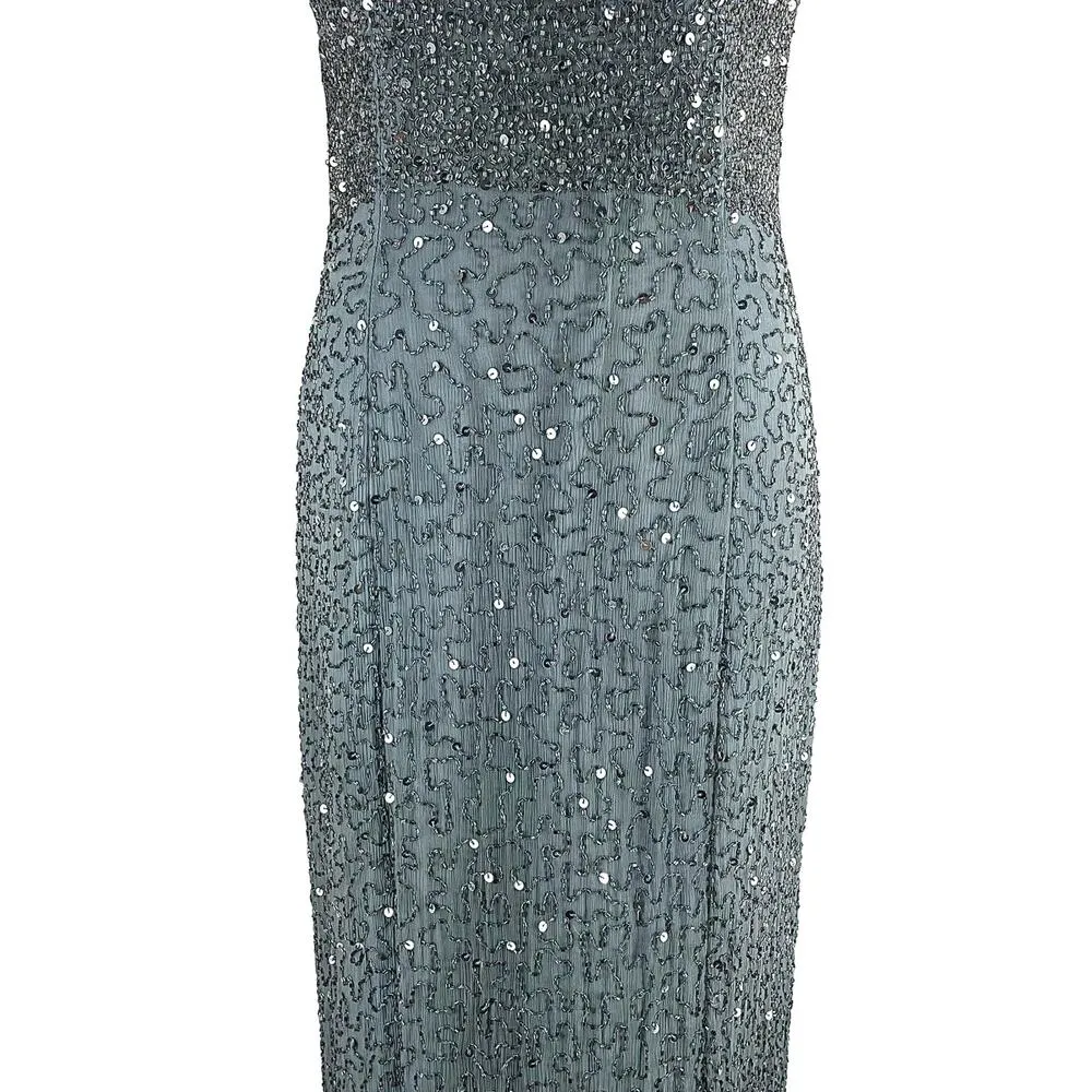 Ricci Wear Halter Neck Sequin Embellished Evening Gown Gray Silver Size M Size M - Image 7