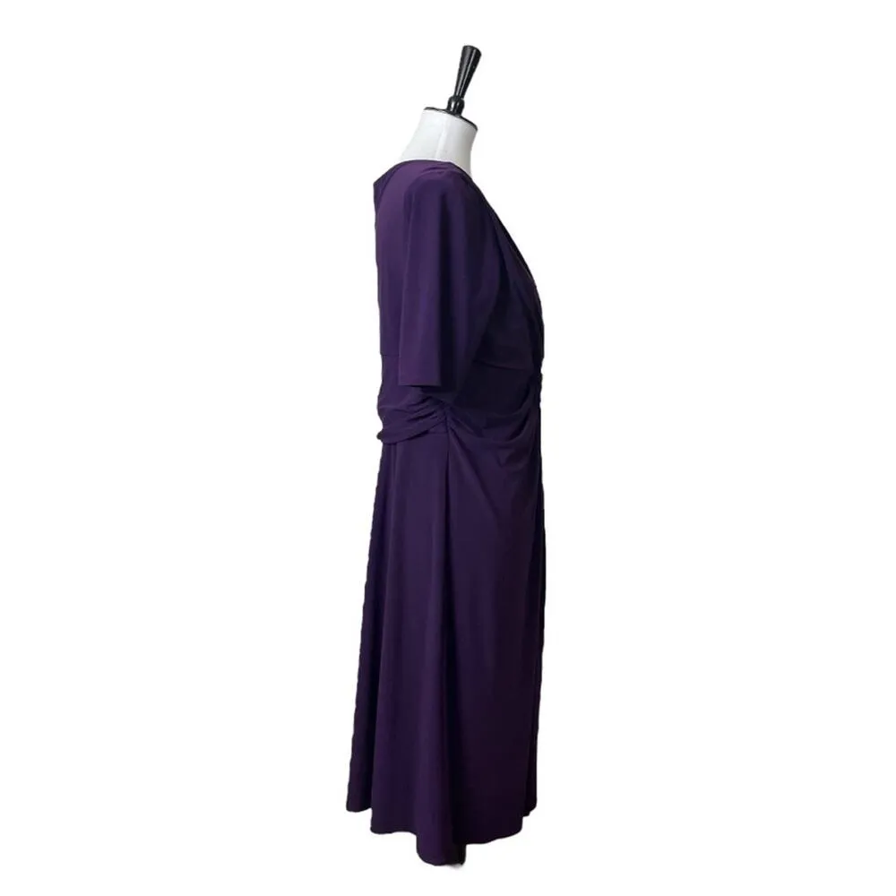 CHAPS Dress Twist Front A-line V-neck Jersey Knit Plum Purple Women’s Size XL - Image 3