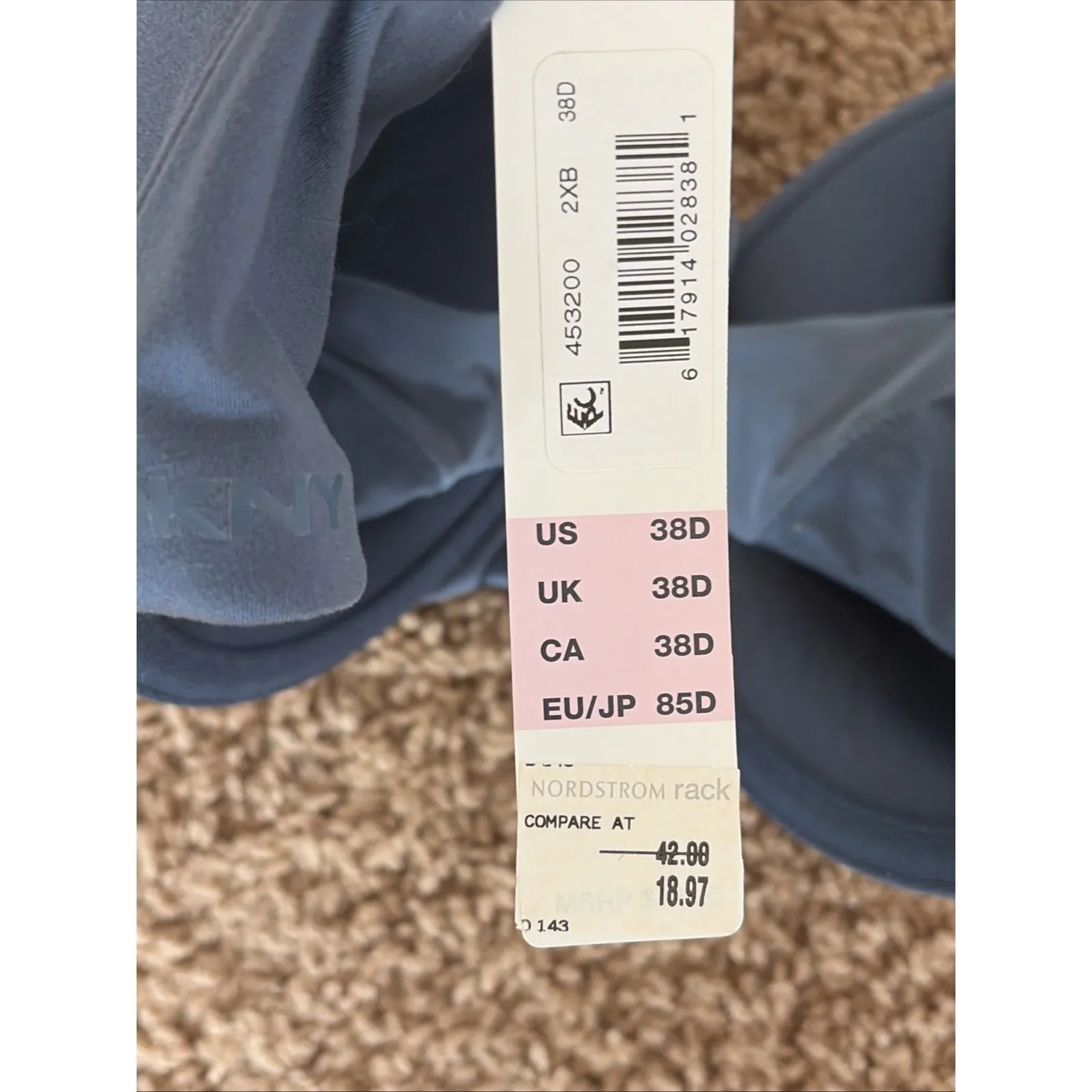 DKNY Blue Fusion Perfect Underwire Bra 38D NEW NWT Nordstrom Rack #453200 - Image 10