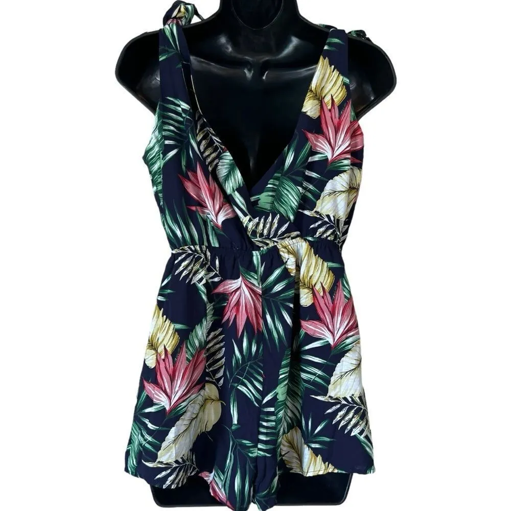 Superdown Penelope Palm Front Wrap Romper - Image 13