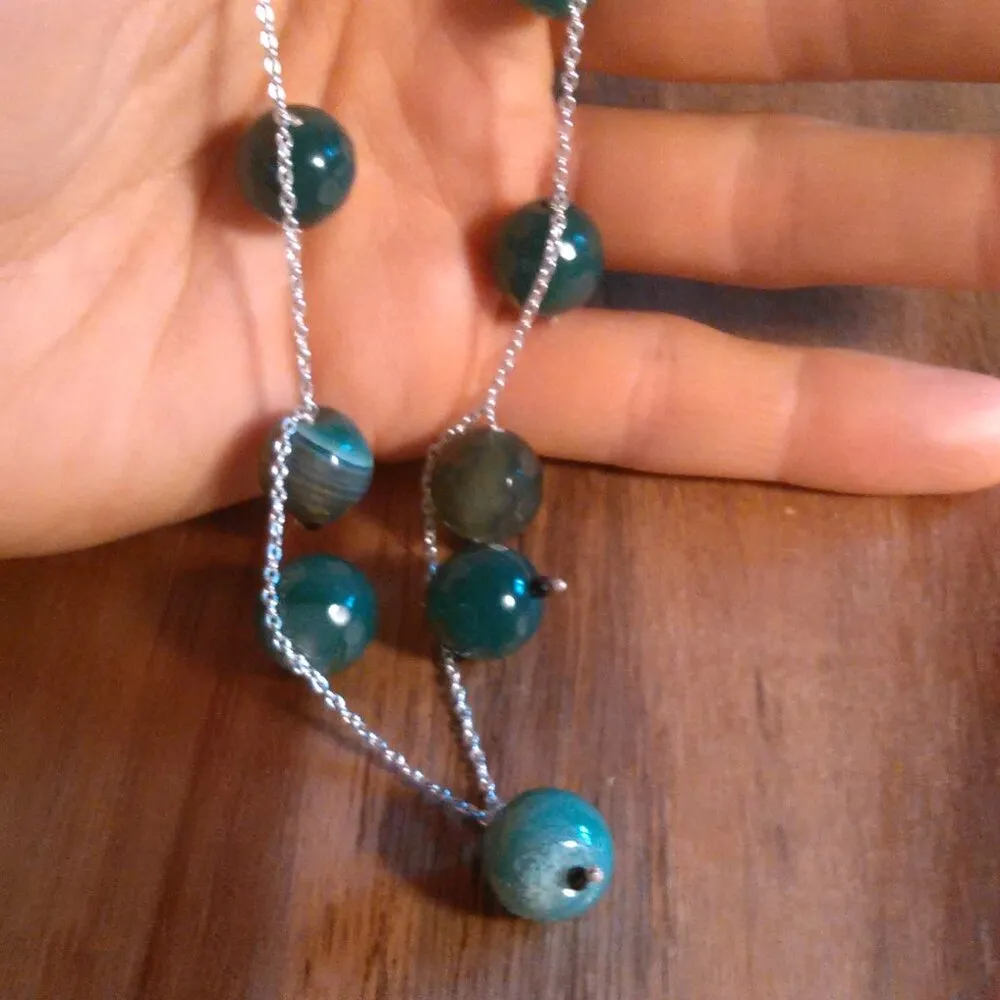 Green Agate and Thai Spinel Sterling Silver Necklace - Image 7