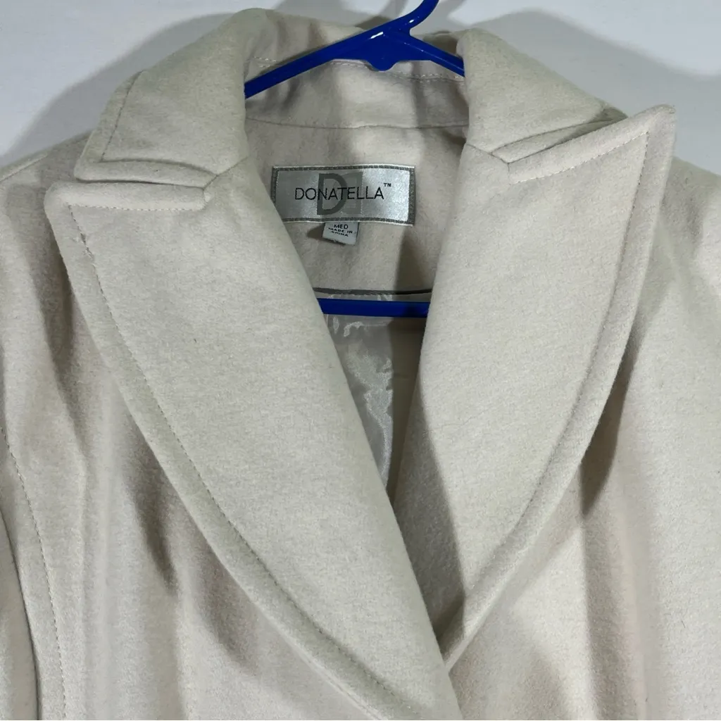 LINEA DONATELLA WOOL BLEND WALKER WOMEN COAT FULLY LINED SINGLE BREASTED IVORY M - Image 5
