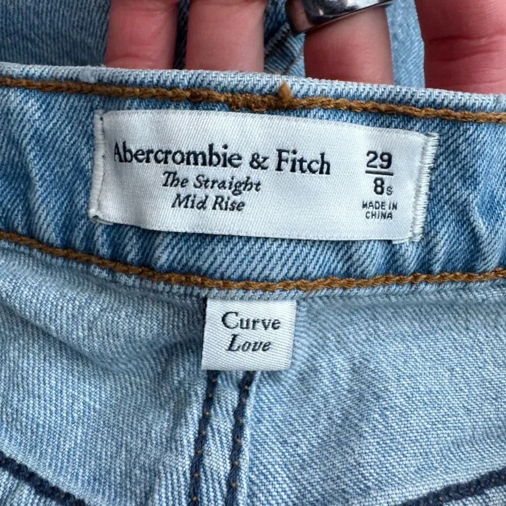 Abercrombie & Fitch Mid Rise 90s Straight Jeans Medium Wash 29 - Image 4