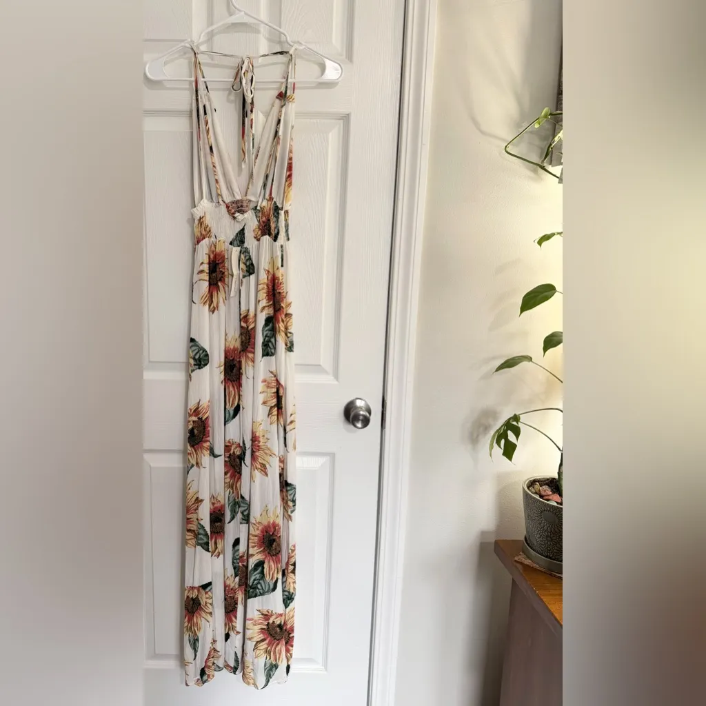 NWT Timing LosAngeles Sunflower Maxi Dress in White and Orange Size SMALL - Image 5