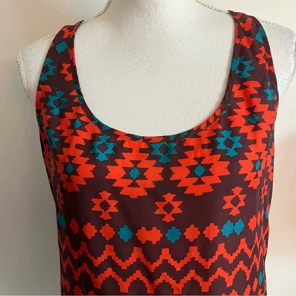 Fossil  • Orange Brown Blue Aztec Patterned Tank Top - Image 2