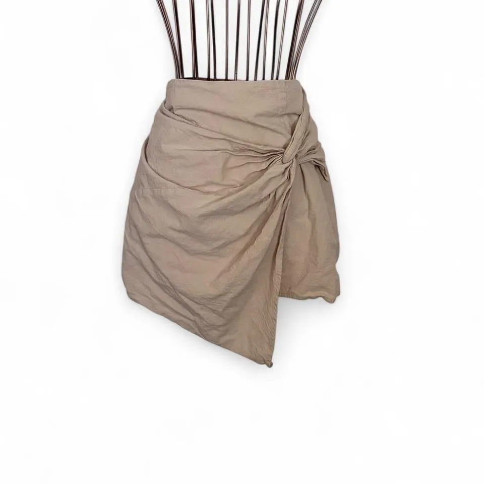 Dreimp Beige Wrap Mini Skirt - Women's Size 6 (M/38) 100% Cotton Asymmetrical - Image 2