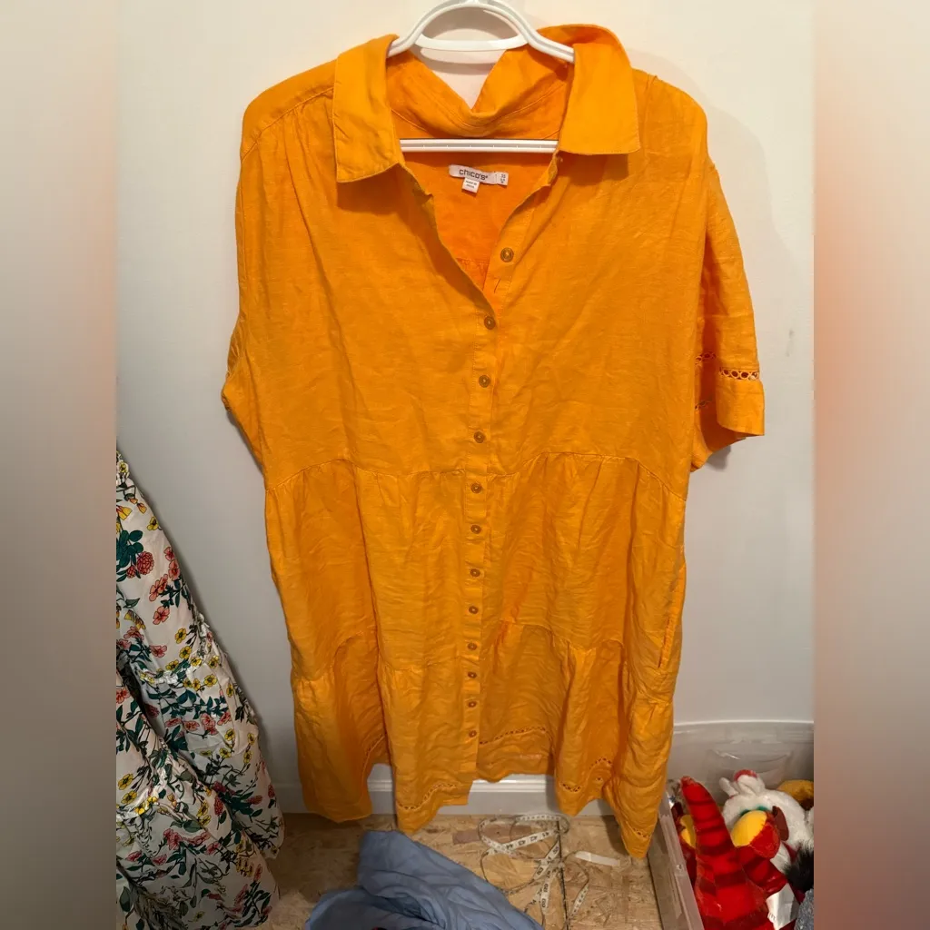 NWT chicos size 18 Bright Orange Button-Up Dress - Image 2